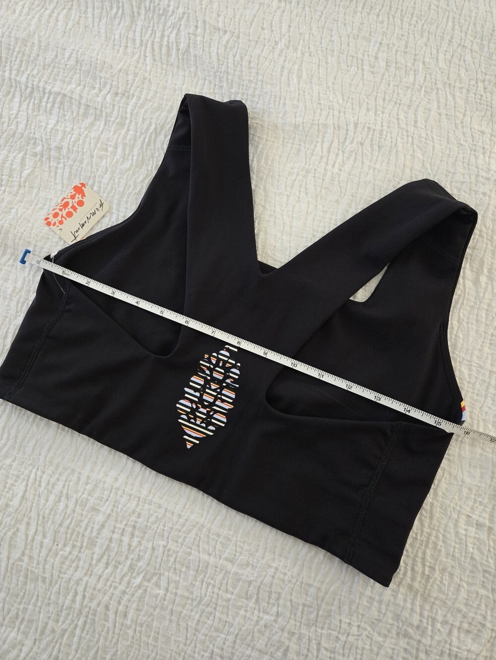 Free People x FP Movement Win Win Sports Bra Striped Logo Black Large NWT $48 - Picture 5 of 10